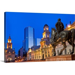 Large Solid-Faced Canvas Print Wall Art Print 30 x 20 entitled Chile, Santiago, Plaza de armas