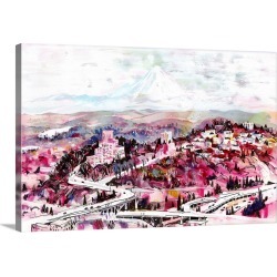 Large Solid-Faced Canvas Print Wall Art Print 30 x 20 entitled Mt. Rainier & Beacon Hill - Seattle