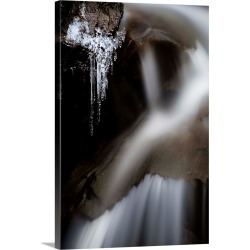 Large Solid-Faced Canvas Print Wall Art Print 20 x 30 entitled Water Runs In A Creek As Icicles Form, Colorado Rockies, CO