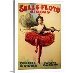 Large Gallery-Wrapped Canvas Wall Art Print 18 x 24 entitled Sells-Floto Circus - Vintage Entertainment Advertisement