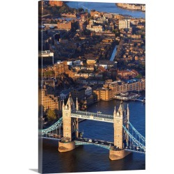 Large Solid-Faced Canvas Print Wall Art Print 20 x 30 entitled England, London, City of London, Tower Bridge, View from th...