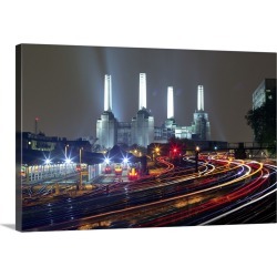 Large Gallery-Wrapped Canvas Wall Art Print 24 x 16 entitled London Lights - Battersea, London, UK
