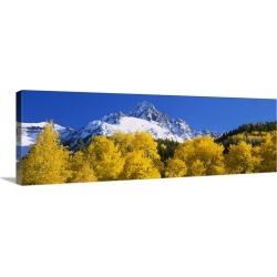Large Solid-Faced Canvas Print Wall Art Print 48 x 16 entitled Mountains covered in snow, Sneffels Range, Colorado