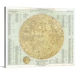 Large Solid-Faced Canvas Print Wall Art Print 30 x 24 entitled 19th century map of the Moon