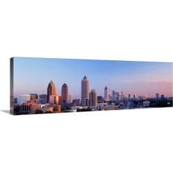 Large Solid-Faced Canvas Print Wall Art Print 48 x 16 entitled Twilight Skyline Atlanta GA