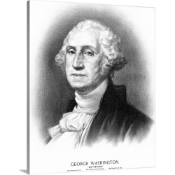 Large Solid-Faced Canvas Print Wall Art Print 24 x 30 entitled Vintage American History print of the bust of President Geo...
