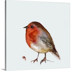 Large Solid-Faced Canvas Print Wall Art Print 20 x 20 entitled Fat Robin, 2017