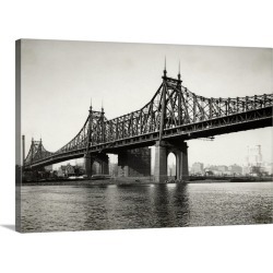 Large Solid-Faced Canvas Print Wall Art Print 30 x 20 entitled General View Of The Queensboro Bridge