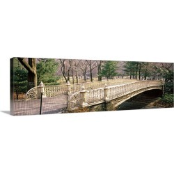 Large Gallery-Wrapped Canvas Wall Art Print 36 x 12 entitled Arch bridge in a park, Central Park, Manhattan, New York City...