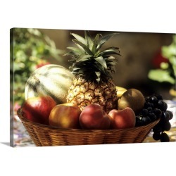 Large Solid-Faced Canvas Print Wall Art Print 30 x 20 entitled bowl of summer fruit
