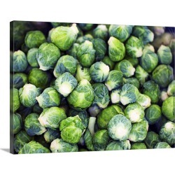 Large Solid-Faced Canvas Print Wall Art Print 40 x 30 entitled Bright Green Fresh Brussels Sprouts