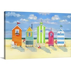 Large Solid-Faced Canvas Print Wall Art Print 30 x 20 entitled Brighton Beach Huts