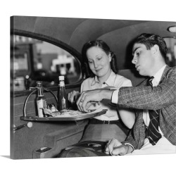 Large Gallery-Wrapped Canvas Wall Art Print 20 x 16 entitled Drive-in restaurant in Hollywood, Los Angeles, June 29, 1938