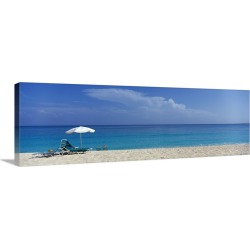 Large Solid-Faced Canvas Print Wall Art Print 48 x 16 entitled Beach Scene Nassau Bahamas