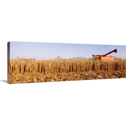 Large Solid-Faced Canvas Print Wall Art Print 48 x 16 entitled Tractor McHenry County IL