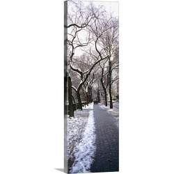 Large Gallery-Wrapped Canvas Wall Art Print 12 x 36 entitled Walkway in a park, Central Park, Manhattan, New York City, Ne...