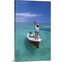 Large Gallery-Wrapped Canvas Wall Art Print 20 x 30 entitled Fishing Boat Mauritius