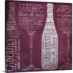 Large Solid-Faced Canvas Print Wall Art Print 20 x 20 entitled Vino Lingo II