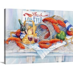 Large Solid-Faced Canvas Print Wall Art Print 40 x 30 entitled Lobsters Galore