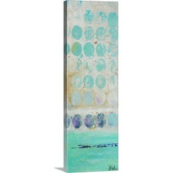 Large Solid-Faced Canvas Print Wall Art Print 16 x 48 entitled Dots on Silver Panel I
