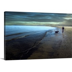 Large Solid-Faced Canvas Print Wall Art Print 30 x 20 entitled A walk on the beach