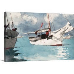 Large Gallery-Wrapped Canvas Wall Art Print 24 x 15 entitled Fishing Boats, Key West