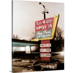Large Gallery-Wrapped Canvas Wall Art Print 16 x 20 entitled Vintage Drive In Sign