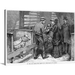Large Gallery-Wrapped Canvas Wall Art Print 30 x 22 entitled The Rescue Of A Pet At the Dog Pound In New York City, 1883
