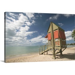 Large Solid-Faced Canvas Print Wall Art Print 30 x 20 entitled Puerto Rico, West Coast, Boqueron, Balneario Boqueron beach...