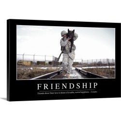 Large Gallery-Wrapped Canvas Wall Art Print 24 x 16 entitled Friendship: Inspirational Quote and Motivational Poster