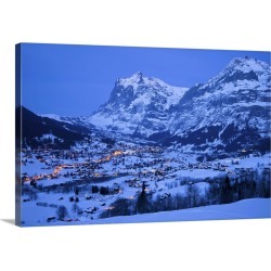 Large Solid-Faced Canvas Print Wall Art Print 30 x 20 entitled Grindelwald, Wetterhorn mountain, Bernese Oberland, Swiss A...
