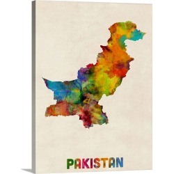 Large Gallery-Wrapped Canvas Wall Art Print 23 x 30 entitled Pakistan Watercolor Map