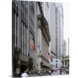 Large Gallery-Wrapped Canvas Wall Art Print 19 x 24 entitled A view of Wall Street in New York City, 1990