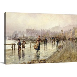 Large Solid-Faced Canvas Print Wall Art Print 30 x 20 entitled A Wet Day in Whitby