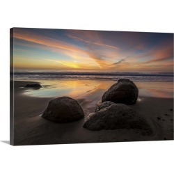 Large Solid-Faced Canvas Print Wall Art Print 30 x 20 entitled Rocks on a beach