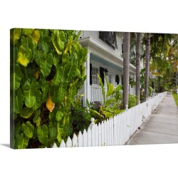 Large Gallery-Wrapped Canvas Wall Art Print 24 x 16 entitled Florida, Florida Keys, Key West, Truman Annex, house detail
