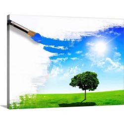 Large Solid-Faced Canvas Print Wall Art Print 40 x 30 entitled Painting a Summer Nature Scene