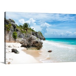Large Solid-Faced Canvas Print Wall Art Print 30 x 20 entitled Caribbean Beach II