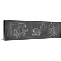 Large Gallery-Wrapped Canvas Wall Art Print 36 x 12 entitled Vintage Cameras