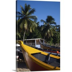Large Solid-Faced Canvas Print Wall Art Print 20 x 30 entitled Puerto Rico, West Coast, Aguadilla, Crashboat Beach, lifeboats