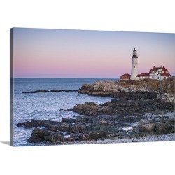 Large Gallery-Wrapped Canvas Wall Art Print 30 x 20 entitled Maine, Portland, Cape Elizabeth, Portland Head Light, lightho...