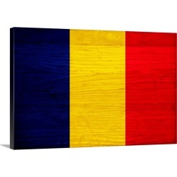 Large Solid-Faced Canvas Print Wall Art Print 30 x 20 entitled Wood Romania Flag, Flags Of The World Series