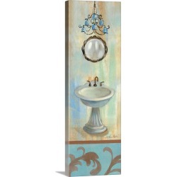 Large Solid-Faced Canvas Print Wall Art Print 16 x 48 entitled French Bathroom in Blue II