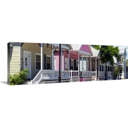 Large Gallery-Wrapped Canvas Wall Art Print 30 x 10 entitled Key West Architecture, The Pink House