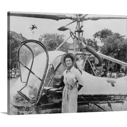 Large Solid-Faced Canvas Print Wall Art Print 30 x 24 entitled Dr. Valerie Andre, in front of her helicopter in Tonkin, Vi...