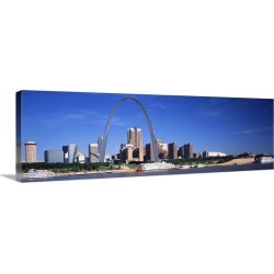 Large Solid-Faced Canvas Print Wall Art Print 48 x 16 entitled Skyline Gateway Arch St Louis MO