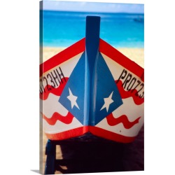 Large Solid-Faced Canvas Print Wall Art Print 20 x 30 entitled Close Up View of a Puerto Rican Fishing Boat
