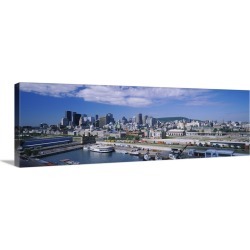 Large Gallery-Wrapped Canvas Wall Art Print 36 x 12 entitled Skyscrapers in a city, Old Port, Montreal, Quebec, Canada