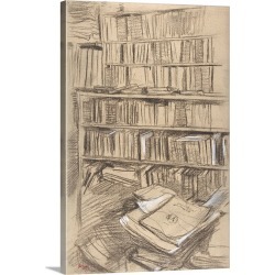 Large Solid-Faced Canvas Print Wall Art Print 20 x 30 entitled Bookshelves By Edgar Degas
