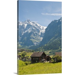 Large Gallery-Wrapped Canvas Wall Art Print 20 x 30 entitled Jungfrau Region, Switzerland. Grindelwald Valley Below The We...